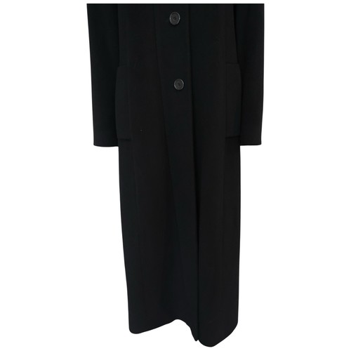 Fleurette Loro Piana Black Wool Maxi Button Up Coat Size 8 - Picture 3 of 12