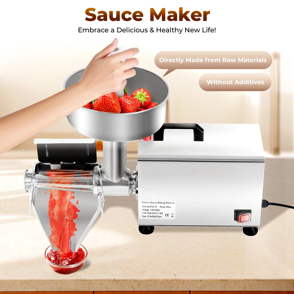 450W 110V Electric Stainless Tomato Strainer Tomato Press Sauce Maker Machine US - Image 3 of 4