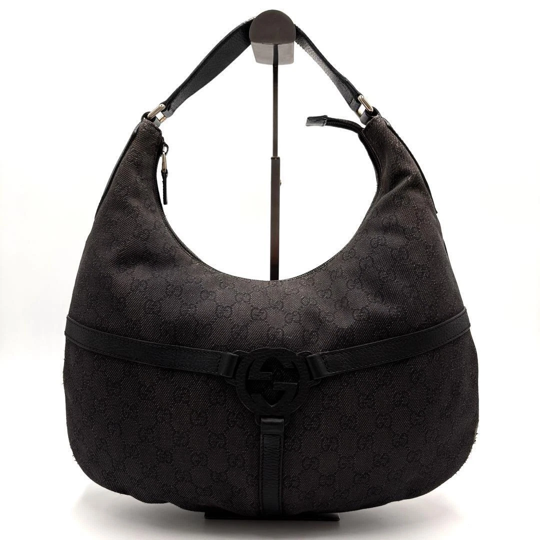 [Bon état] Sac Gucci One Bandoulière GG Toile Entrelacée Noir