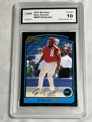 Ryan Howard Rookie 2003 Bowman Ryan Howard Rookie RC #BDP138 Phillies GMA 10 | eBay