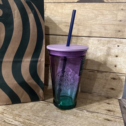 Starbucks 2022 Ombre Purple Blue Gradient Glass Cup Tumbler - Picture 3 of 6