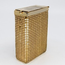 Vintage CIGARETTE CASE / TIN / BOX - gold glomesh colour - c1970s