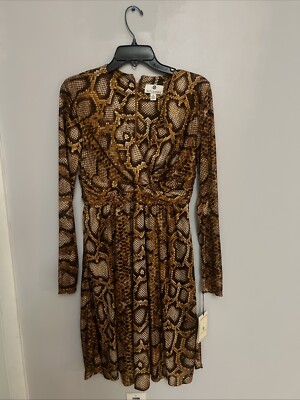 Altuzarra For Target Python Print Dress Brown Snake V-Neck Women s Size 10.