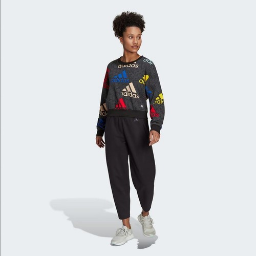 Adidas Felpa Corta Donna Essentials Con Logo Multicolore - (Carbon/Multicolor/Wh - Foto 6 di 9