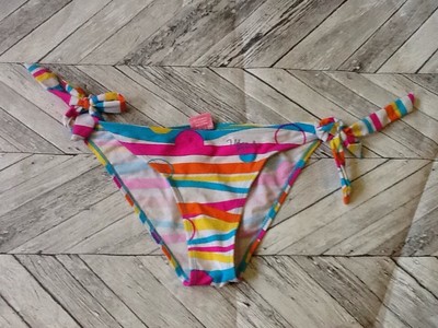 orange and white striped bikini