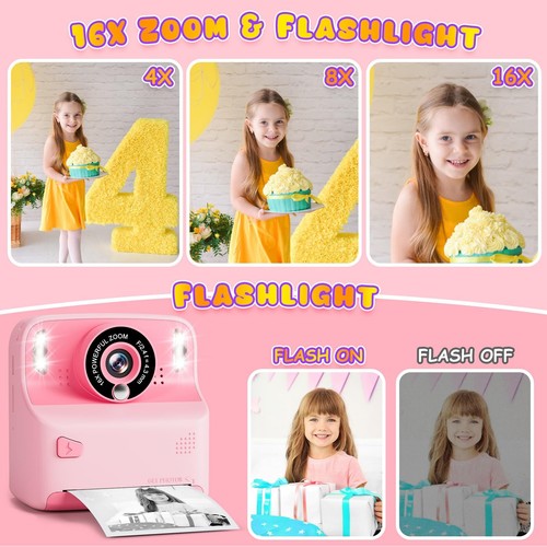 Appareil Photo Instantané Enfant 24" 1080P Appareil Photo Enfant avec 32GB Ca... - Zdjęcie 4 z 7