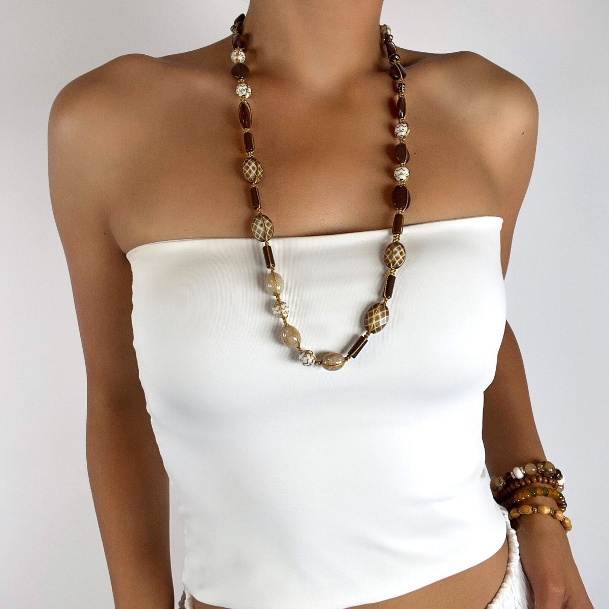 Vintage Y2K Beaded Fairy Grunge Necklace - Beachy Bohemian