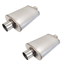 Two Pcs Muffler Oval 3 Center In 3 Center Out Stainless Steel Exhaust Two Pcs Muffler Oval 3 Center In 3 Center Out Stainless Steel Exhaust