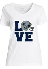Dallas Cowboys  Women's Love V-Neck Tee Shirt - Short Sleeves Sizes S-2XL