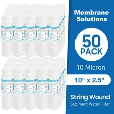 10 Micron 10"x2.5" String Wound Whole House Well Water Sediment Filter 1-50 Pack