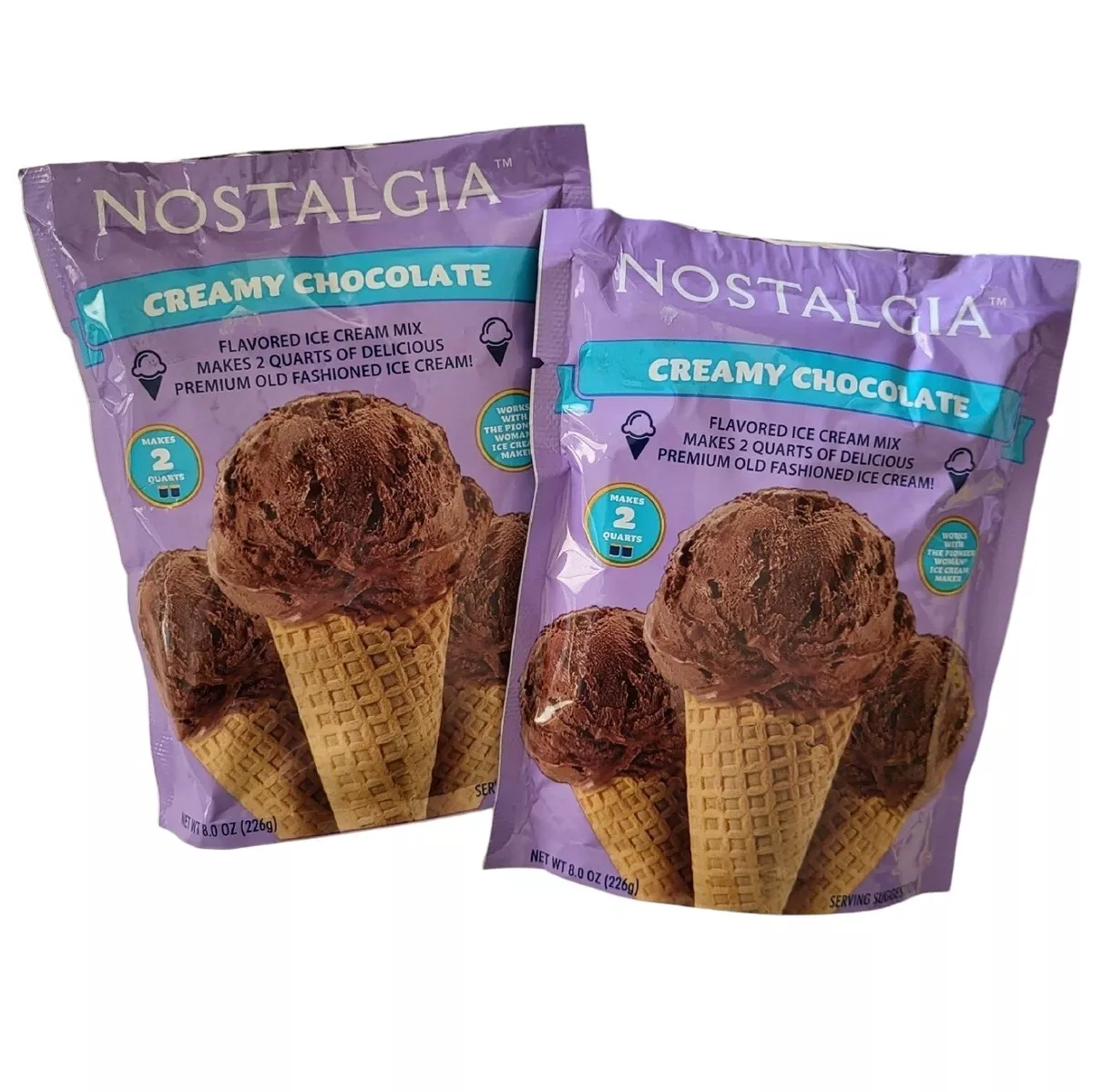 Nostalgia Chocolate Premium Old Fashion Ice Cream Mix 8 oz 2 Pack