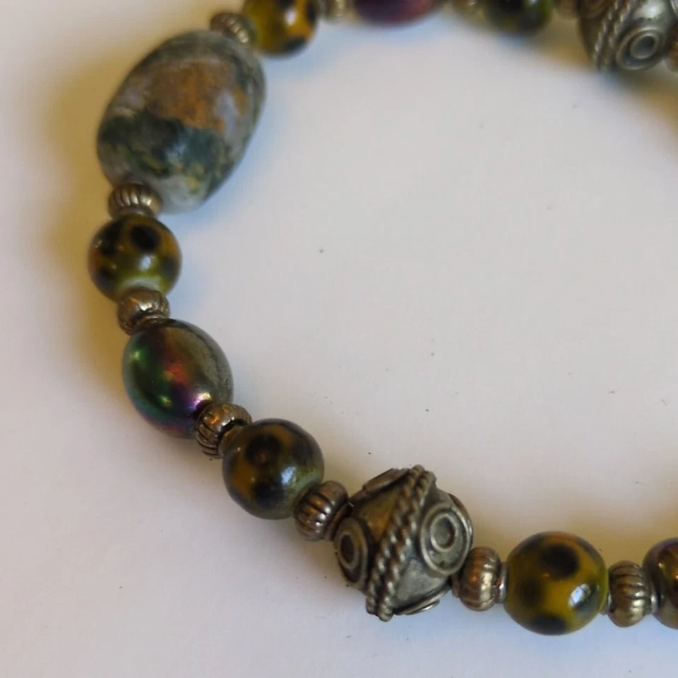 Винтажный камень яшма и асст. Браслет из бисера богемный мистический тибетский натуральный - Изображение 2 из 4