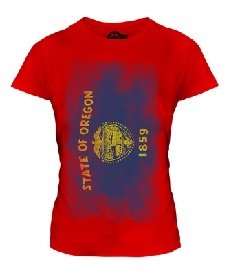 BUNDESSTAAT OREGON VERBLICHEN FLAGGE DAMEN T-SHIRT TEE SHIRT TOP 36 38 40 42 44