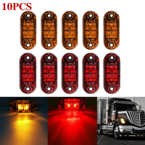 5x Amber+5x Red LED Car Truck Trailer RV Oval 2.5" Side Clearance Marker Lights - Picture 1 of 11