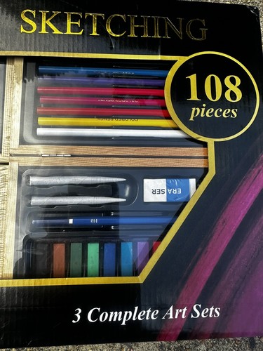 Wonder & Weiss Complete Drawing Sketch Acrylic Art Set 108 Pieces Wooden Case - Picture 4 of 9