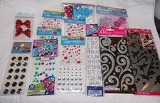 Craft Sticker Lot 13pcs Foam Animals Sparkle Gems, Bling Bows Glitter Letter New
