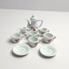 Vintage 1994 Barbie Miniature China Tea Set 9 Piece Chilton Toys Partial