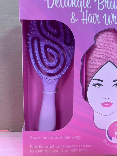 PADDLE BRUSH WITH FLEXIBLE BRISLLES DETANGLE BRISTLES TO DETANG & HAIR WRAP SET - Picture 2 of 4