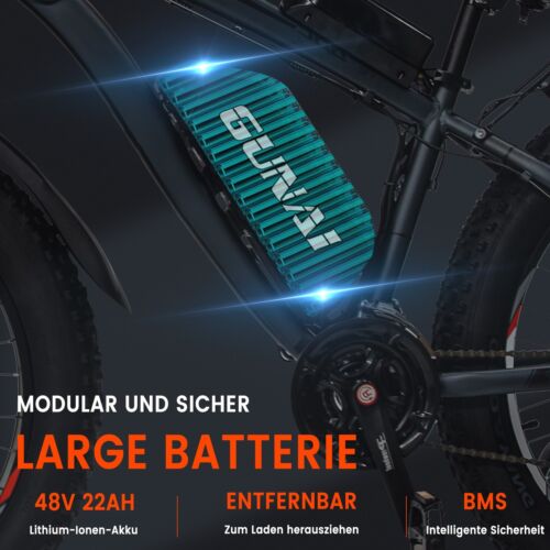 GUNAI GN88 Elektrofahrrad Doppelmotor 48V 2000W 22AH E-Mountainbike - Bild 5 von 23