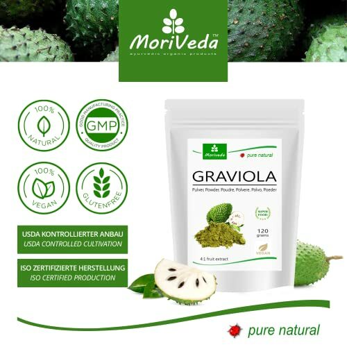 Graviola Pulver | Soursop Guanabana | Optimal bioverfügbar | Top Qualität I 120g - Bild 3 von 8