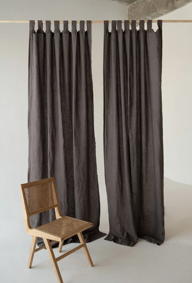 Tab top linen curtains 55" wide Linen Curtains Tab Top Drapes linen window panel - Image 3 of 4