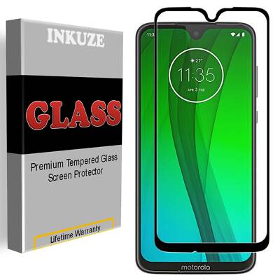 INKUZE Tempered Glass [FULL COVER] Screen Protector For Motorola Moto G7