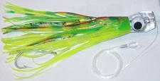 9 " RIGGED TROLLING TUNA MAHI MARLIN LURE S/S HOOK, 150# LEADER OFFSHORE GREEN