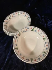 Set 4 Home Essentials "Chilly" Soup Bowl Pine Tree Snowflake Winter Border