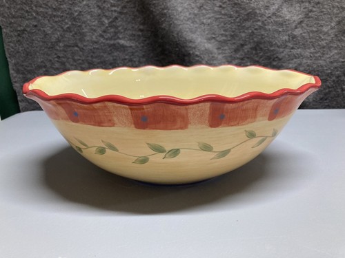 Pfaltzgraff Napoli Hand Painted Oval Deep Serving Bowl 11 1/2” Floral Ruffled - Picture 2 of 8