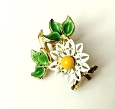 Petite BROCHE vintage NEUF émail magnifique little Brooch pin enamel flower 