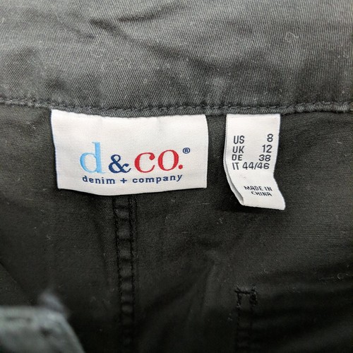 Denim & Co. EasyWear Twill Wide Leg Crop Pants with Frey Hem Black Womens Size 8 - Picture 3 of 6