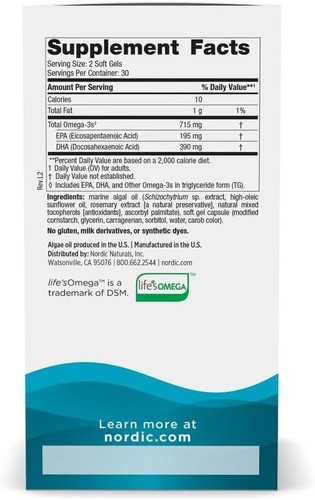 Nordic Naturals Algae Omega 60 Ct - Picture 2 of 18