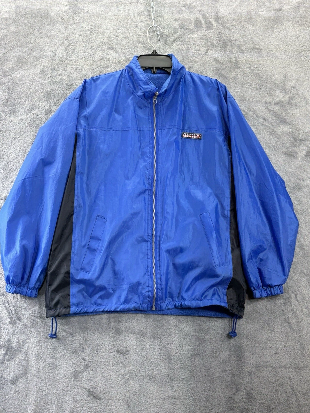 Fererra Sport Reversible Fleece Full Zip Jacket Blue Large Bomber Activewear
