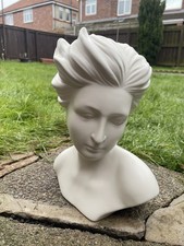 Elegante Vintage große Keramik Büste einer Frau Art Deco Stil cremeweiß Farbe 