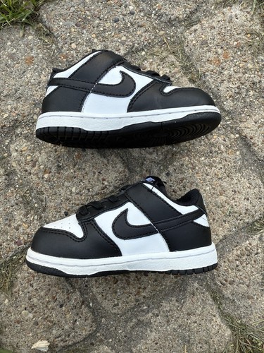 Nike Dunk Low Panda Toddler Sneaker Size 7C Black White CW1589-100 Laceless Shoe - Picture 5 of 10
