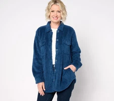 Belle by Kim Gravel SophistiChic Sherpa Shacket Indigo M New