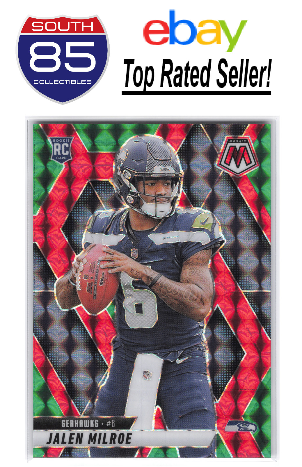 2025 Mosaic Jalen Milroe Rookies RC Choice Red & Green Prizm #322 Seahawks