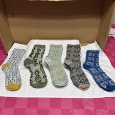 Lot Of 5 Pairs Ladies/Women's Cotton Floral Design Novelty Ankle Socks/Peds