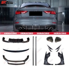 Dry Carbon Front Rear Bumper Lip Spoiler Fender Bodykits Fits Audi S3 Sedan 17up