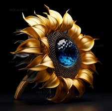 8x8 Photo Art Print - Golden Jeweled Flower Artwork Flower Picture