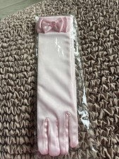 Flower Girl Children Kids Party Costume Princess Arm Satin medium Long Gloves