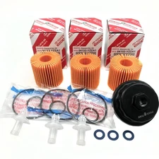 OEM GENUINE 04152-YZZA1 OIL FILTERS x 3 with APSG CRUSH WASHERS and FILTER CA...