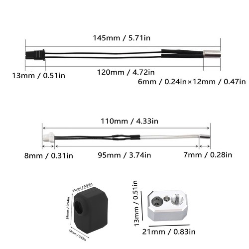 MK4 Hotend Heater Block Kit Aluminium-Heizblock Mit 24V 40W Heater Cartridg UB - Afbeelding 12 van 21