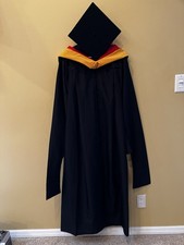 Matte Black Masters College/University Graduation Cap Gown Hood Long Length