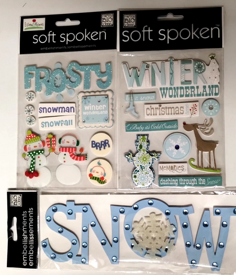 Christmas Scrapbook Stickers Lot Soft Spoken Mambi Snowmen Frosty Snowfall - Image 3 of 4