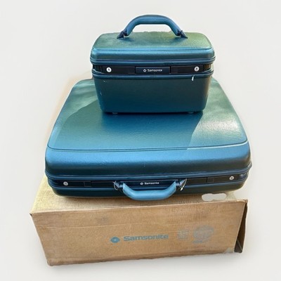 NOS NWT Samsonite Silhouette 5 Hard Shell Suitcase+Train Case Set Orig Box/Keys
