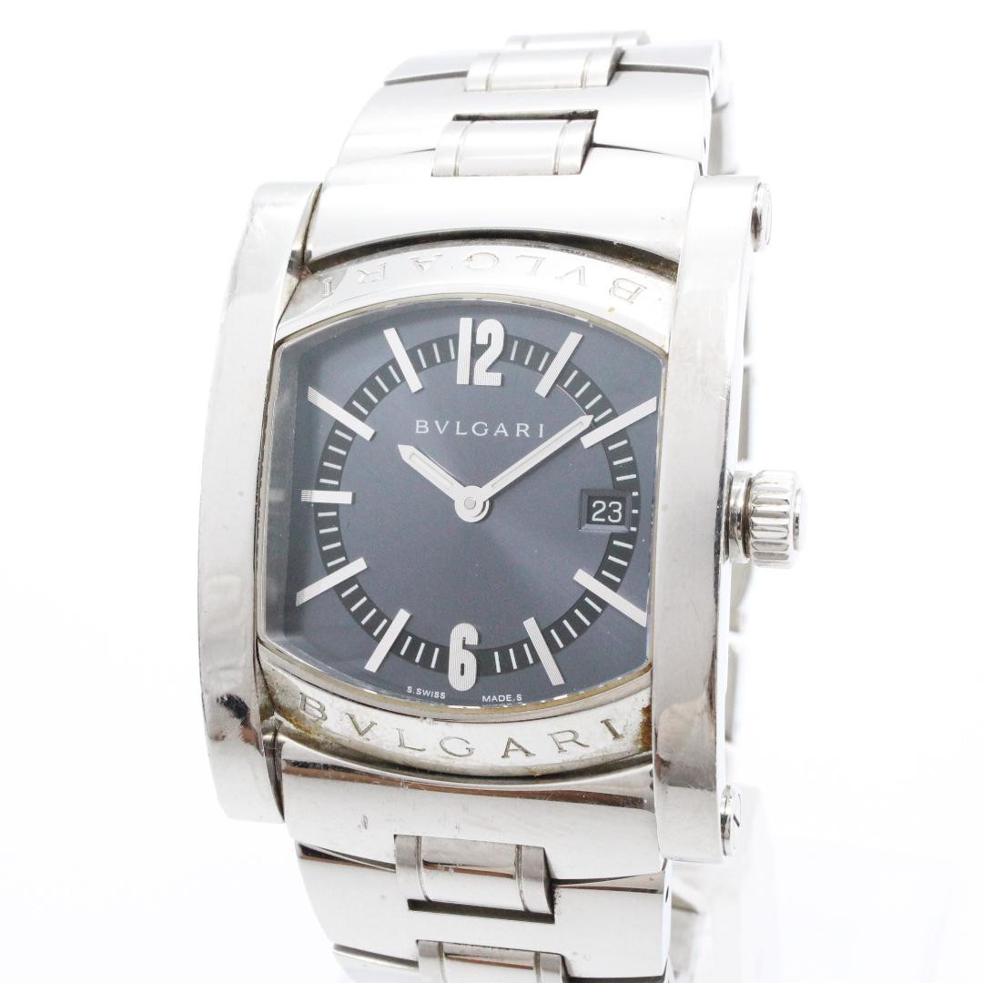 BVLGARI　AA39S BVLGARI AA39S Wristwatch Square Quartz SS Silver Band Navy