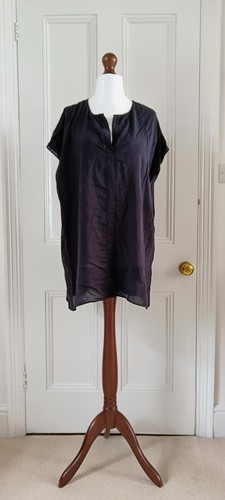 Kiik schwarzes Baumwoll Kurzarm Shirt/ Strand Cover-Up - One Size/ gebraucht