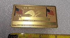 Metal US Social Security ID Blank Card Flag Patriotic 