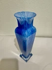 Vintage Murano Lavorazione Hand Blown Art Glass Bud Vase Blue Ambre